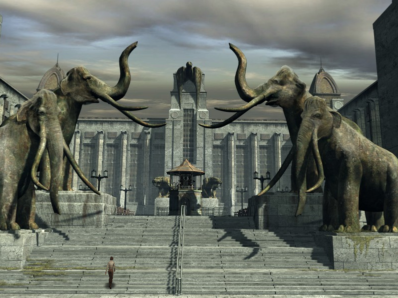 Syberia Elephant Statues